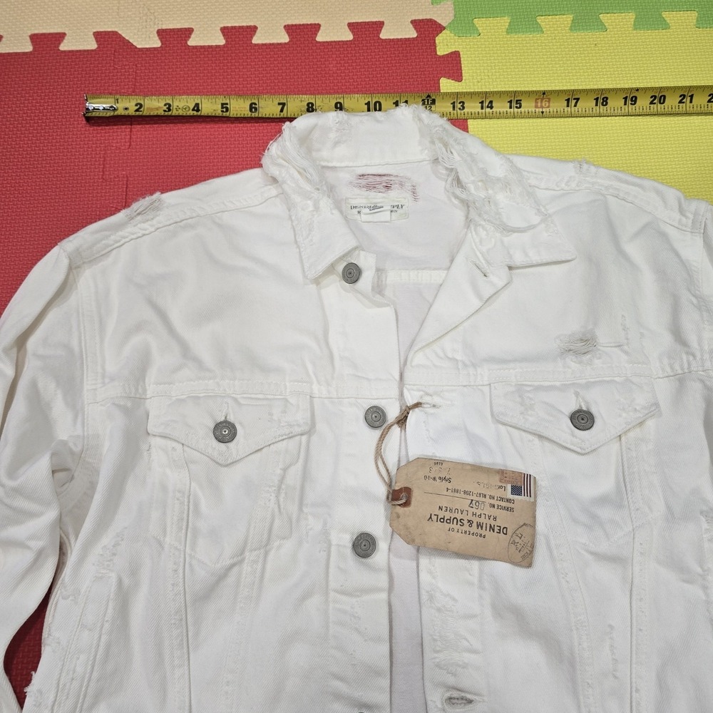 NWT‎ Denim & Supply Ralph Lauren White Distressed Trucker Jacket Womens XL... - Picture 3 of 12